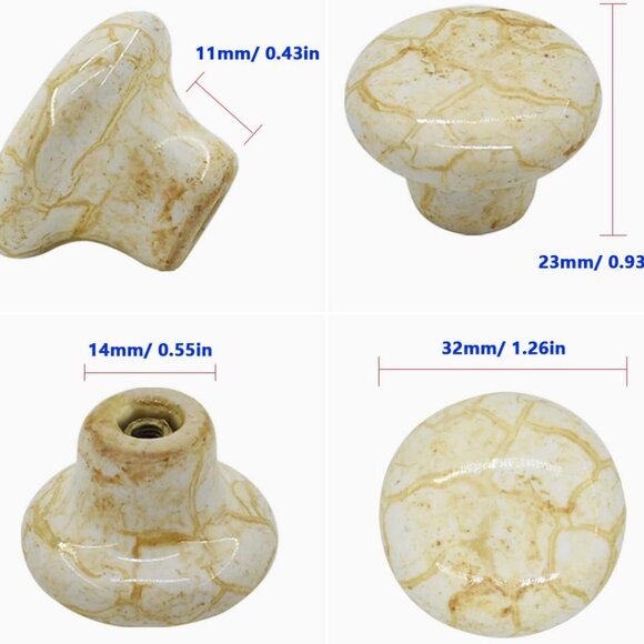 10 Pack 1.2" Ceramic Knobs Door Handle Cabinet Drawer Marble Finish Cupboard Pul - Picture 3 of 7